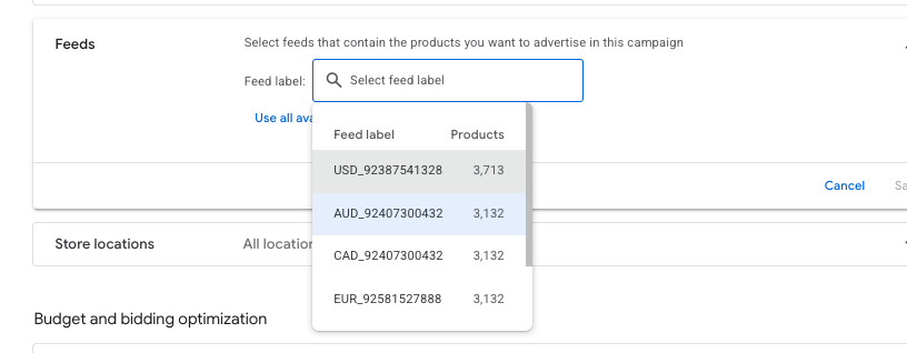 Google Ads Performance Max campaign audit showing incorrect Shopping feed configuration